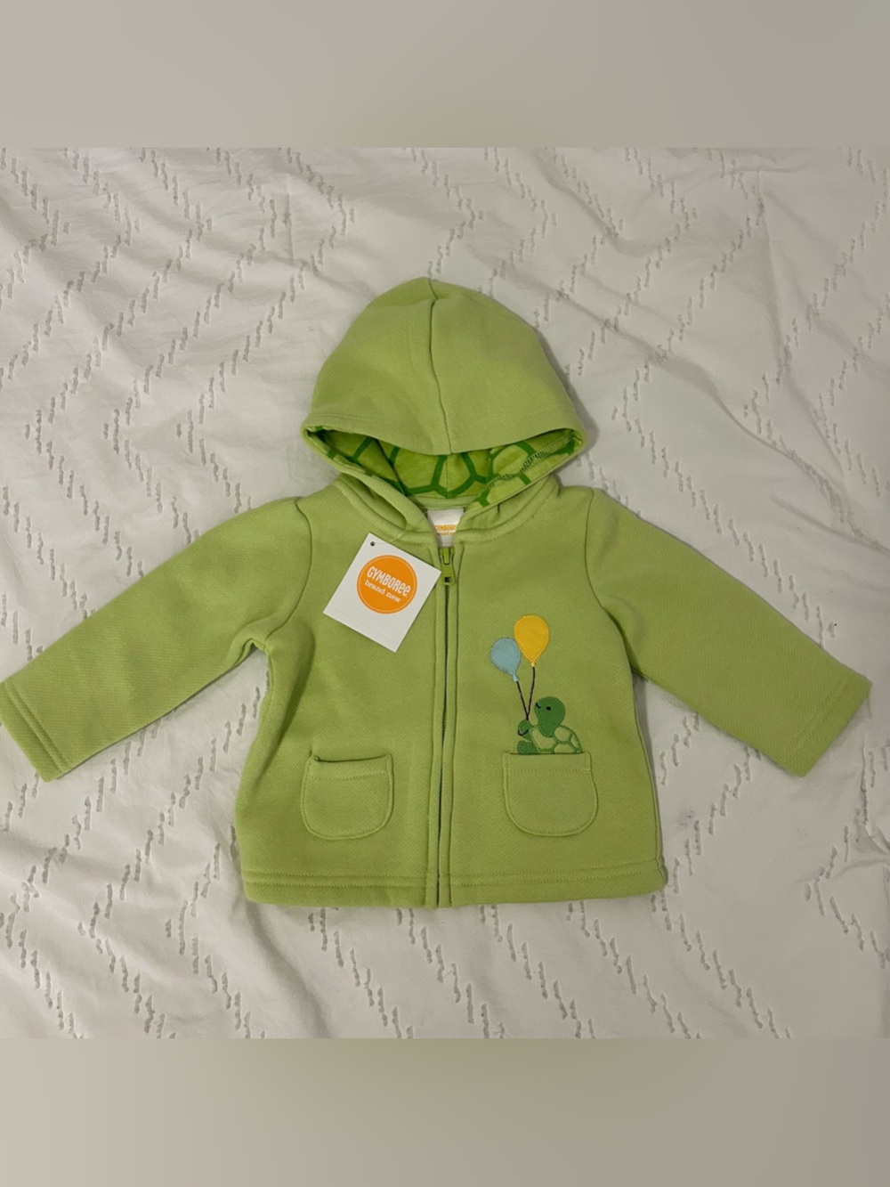 Gymboree Baby Neutral "Turtley Cute" Hoodie Zip Up Sweater 3-6M Green Turtle NEW